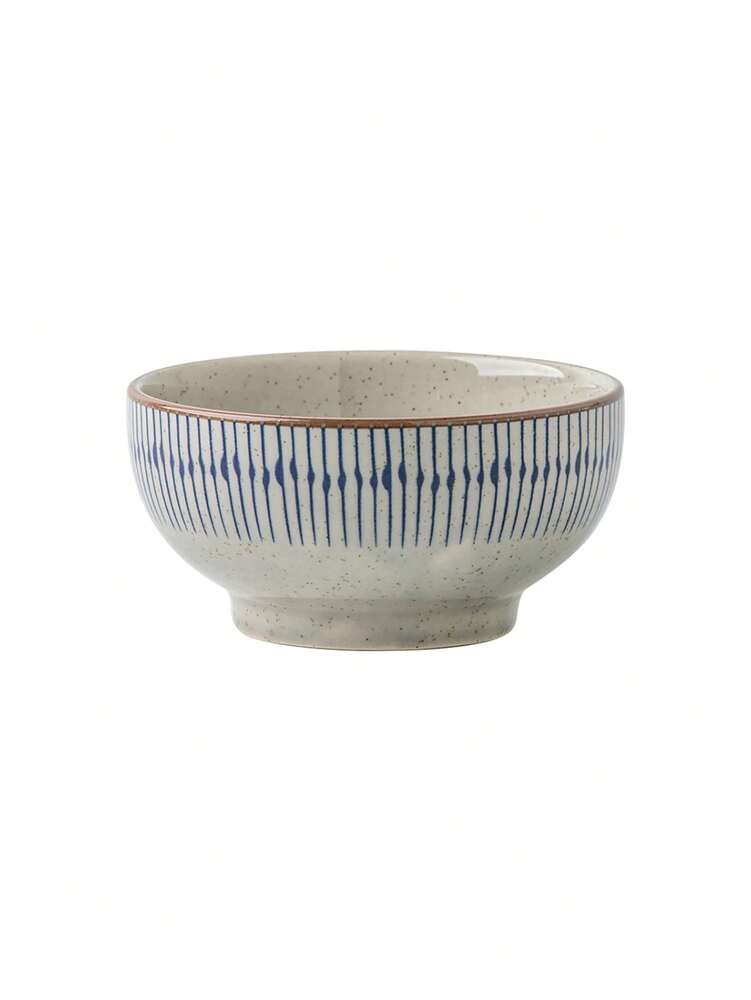 1pc Japanese Sesame Glaze Rice Bowls Vintage Underglaze Ceramic Tableware Single Serve Or Family Dining Daily Retro Style