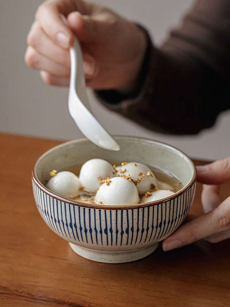 1pc Japanese Sesame Glaze Rice Bowls Vintage Underglaze Ceramic Tableware Single Serve Or Family Dining Daily Retro Style
