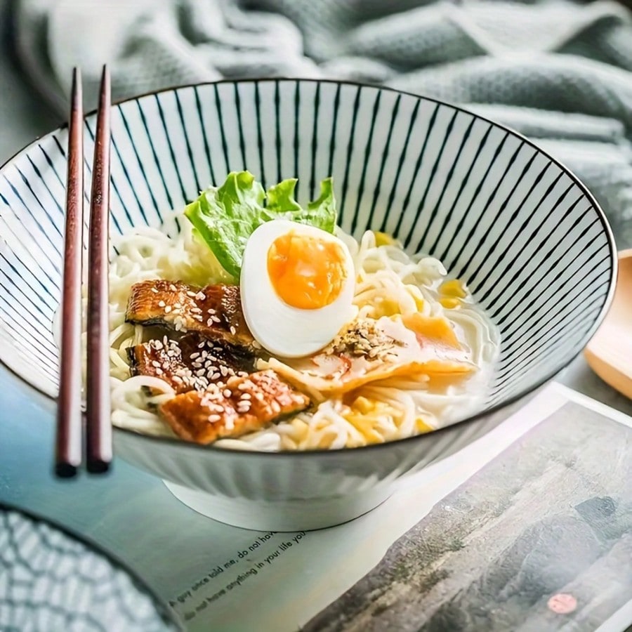 4pcs Ceramic Large Soup Ramen Bowls Creative Pasta Noodle Bowls Durable Tableware For Home Kitchen Restaurants Daily Cooking Supplies