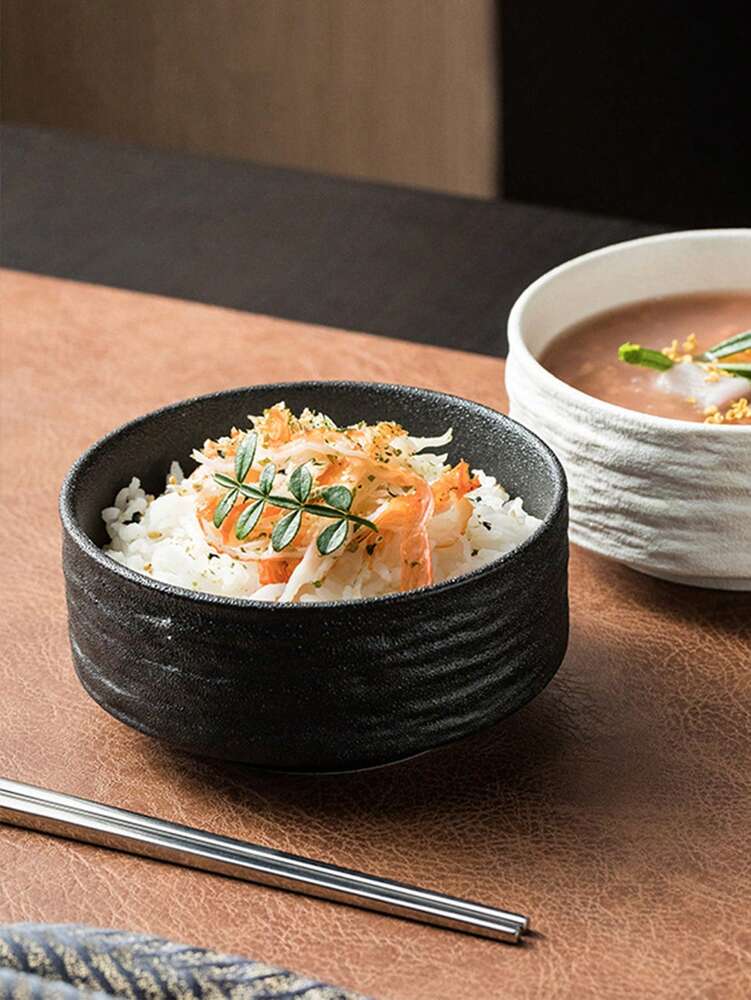 1pc/2pcs Marble Pattern Ceramic Bowl High End Single Serving Rice Cereal Bowl Elegant Tableware Suitable For Kitchen Dining Room Use