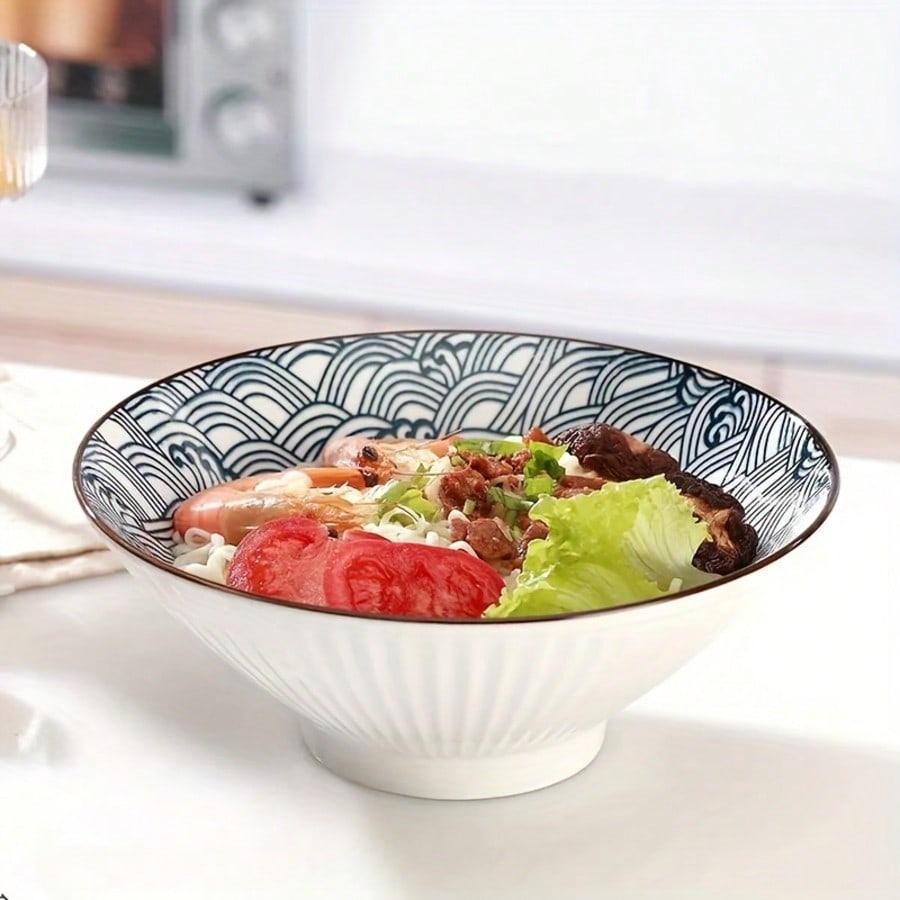 4pcs Ceramic Large Soup Ramen Bowls Creative Pasta Noodle Bowls Durable Tableware For Home Kitchen Restaurants Daily Cooking Supplies