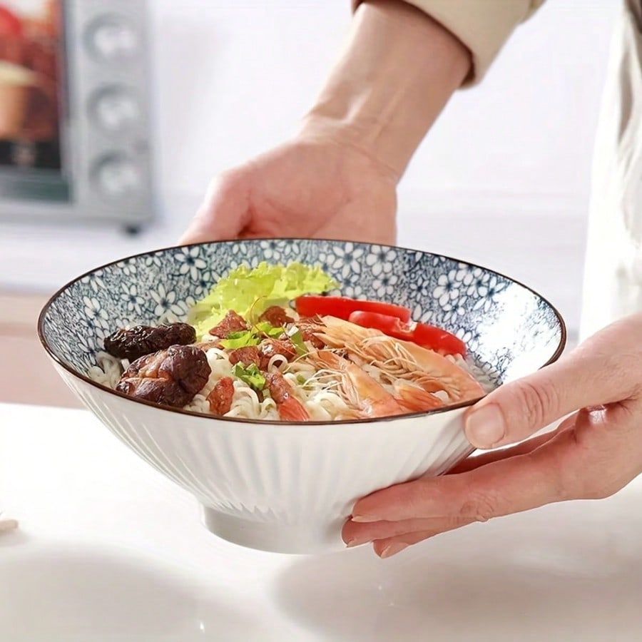 4pcs Ceramic Large Soup Ramen Bowls Creative Pasta Noodle Bowls Durable Tableware For Home Kitchen Restaurants Daily Cooking Supplies