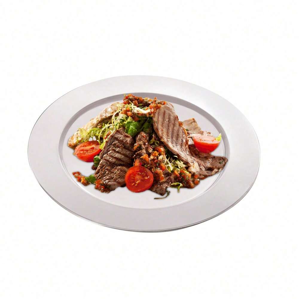 24pcs Stainless Steel Dessert Plates Silver Western Style Serving Dishes Elegant Home Office Kitchen Dining Party Tableware Set