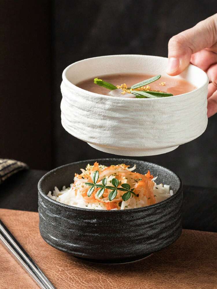 1pc/2pcs Marble Pattern Ceramic Bowl High End Single Serving Rice Cereal Bowl Elegant Tableware Suitable For Kitchen Dining Room Use