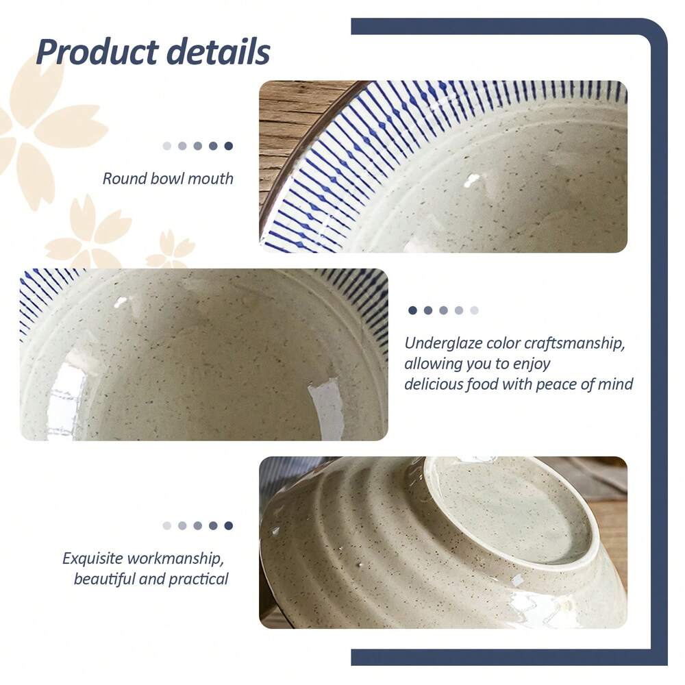 4pcs Japanese Ramen Bowls With Chopsticks 1100ml Large Noodle Soup Pasta Salad Ceramic Housewarming Gift Tableware Set 20cm Diameter