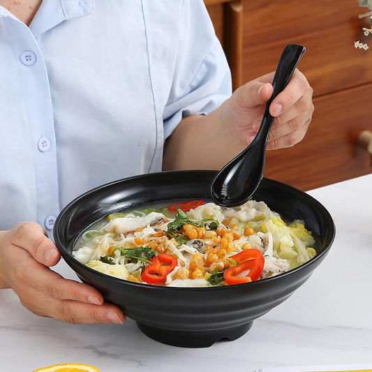 1pc Plastic Japanese Bowl With Spoon Unbreakable Noodle Soup Bowl For Pho Udon Miso Dishwasher Microwave Safe Family Set Kitchenware