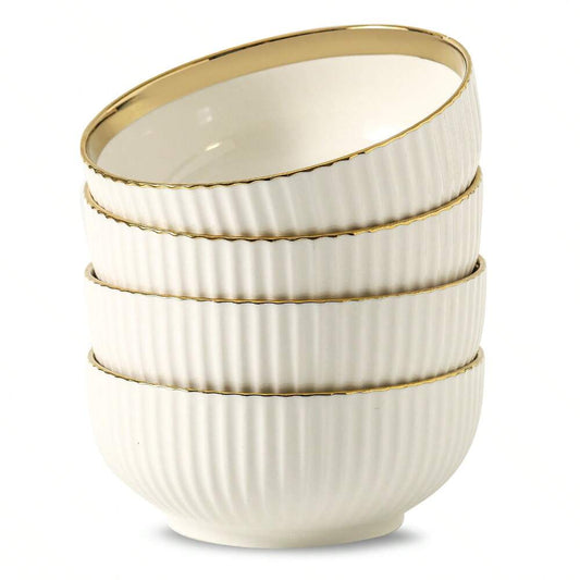 4pcs Ceramic Soup Bowls 27oz Large Cereal Salad Pasta Rice Snack Bowls Durable Dinnerware Kitchen Dishwasher Friendly Elegant Tableware