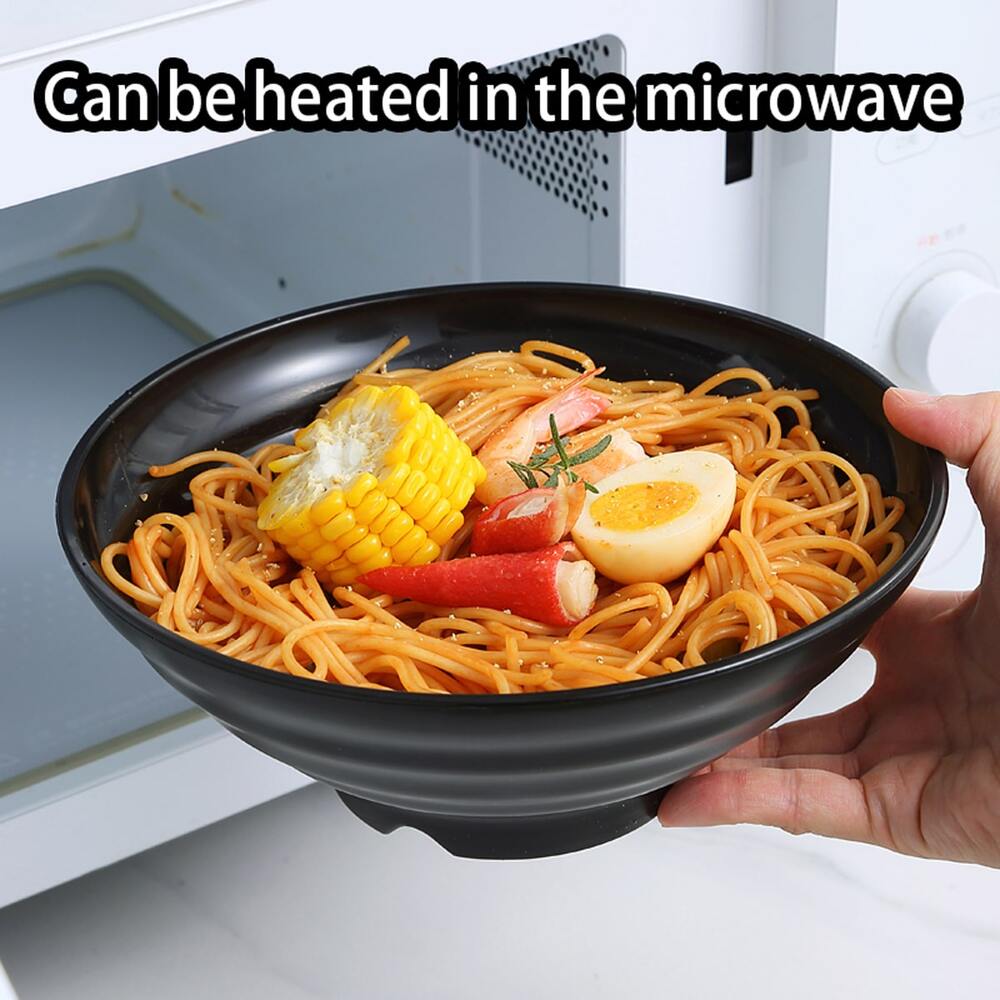 1pc Plastic Japanese Bowl With Spoon Unbreakable Noodle Soup Bowl For Pho Udon Miso Dishwasher Microwave Safe Family Set Kitchenware