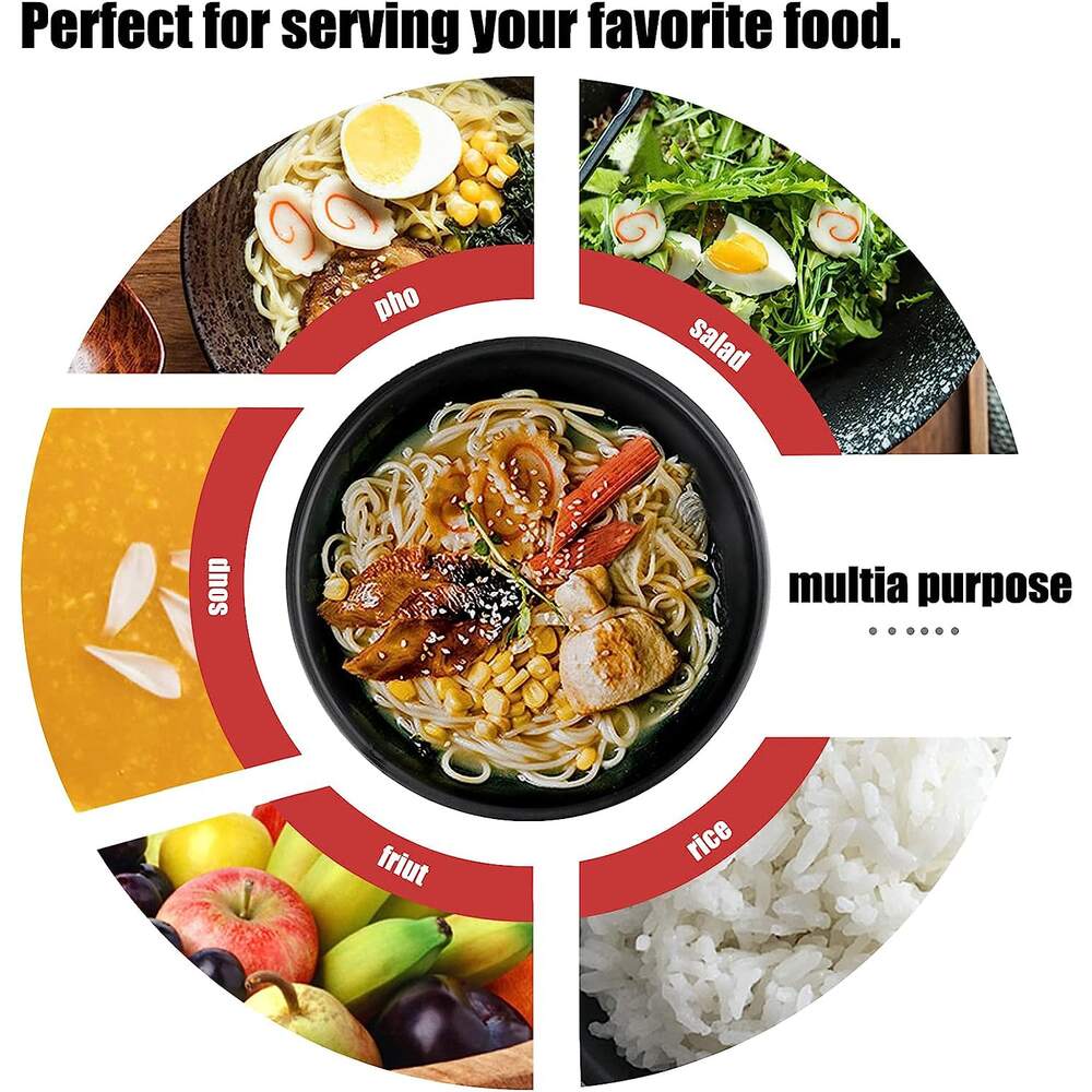 1pc Plastic Japanese Bowl With Spoon Unbreakable Noodle Soup Bowl For Pho Udon Miso Dishwasher Microwave Safe Family Set Kitchenware