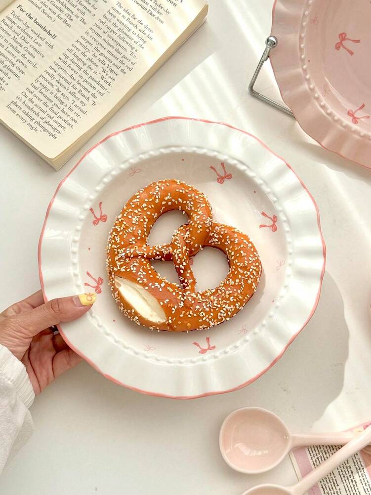 6pcs Ceramic Bowl And Plate Set Cute Breakfast Cereal Oatmeal Lunch Pasta Dish Microwave Safe Dinnerware Holiday Gift Kitchen Tableware